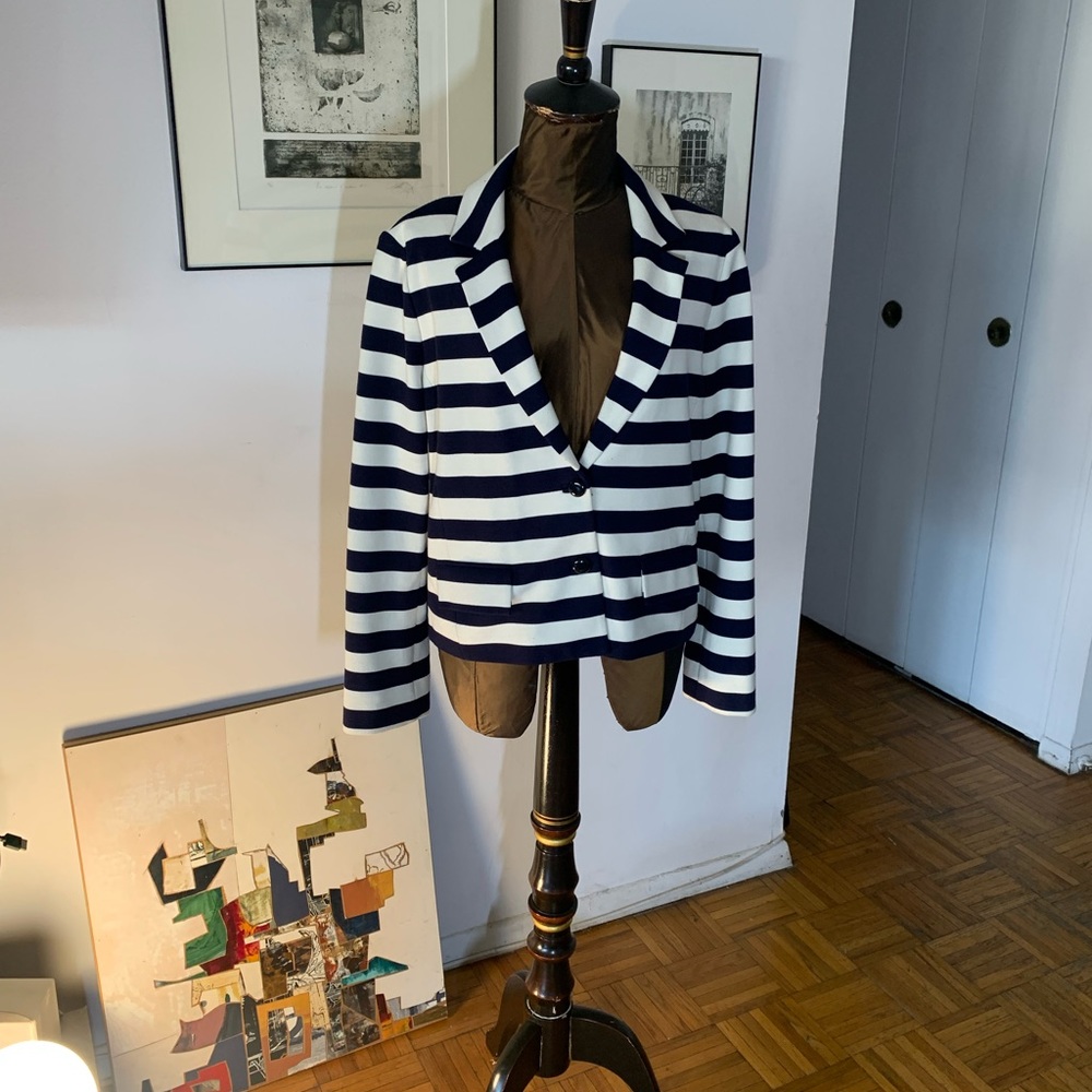 Tori Burch - Blue & White Stripes Blazer - Size L
